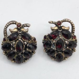 VINTAGE HOLLYCRAFT RED RHINESTONE EARRINGS